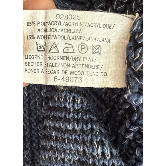 Vintage John Baner Jumper Sweater Mens XL Blue Knit Wool Fisherman Grampacore - Picture 8 of 8